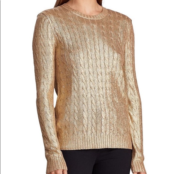 Lauren Ralph Lauren Sweaters - Vintage Lauren by Ralph Lauren Gold Cable Knit Sweater